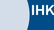 IHK-Logo auf blauem Hintergrund